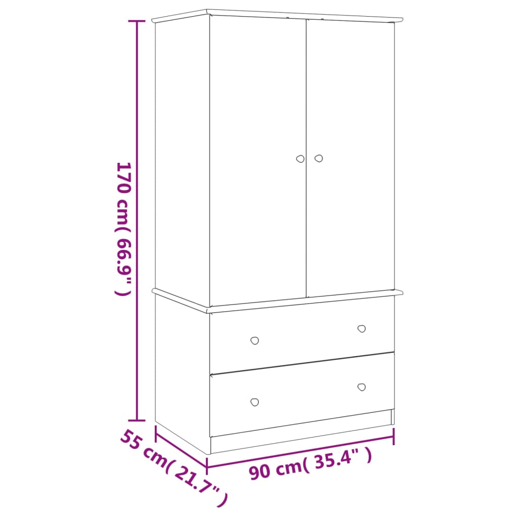Wardrobe Alta 90X55X170 Cm Solid Wood Pine