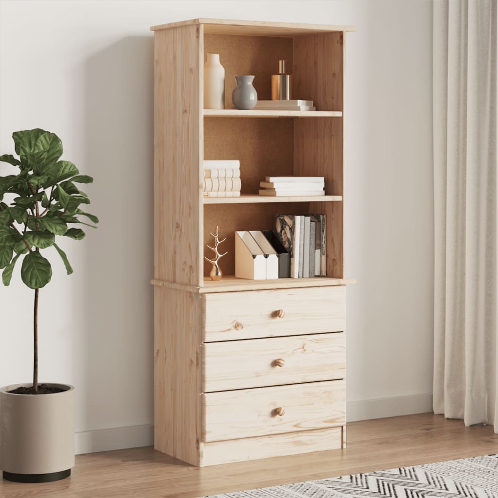 Bookcase With Drawers Alta 60X35X142 Cm Solid Wood Pine