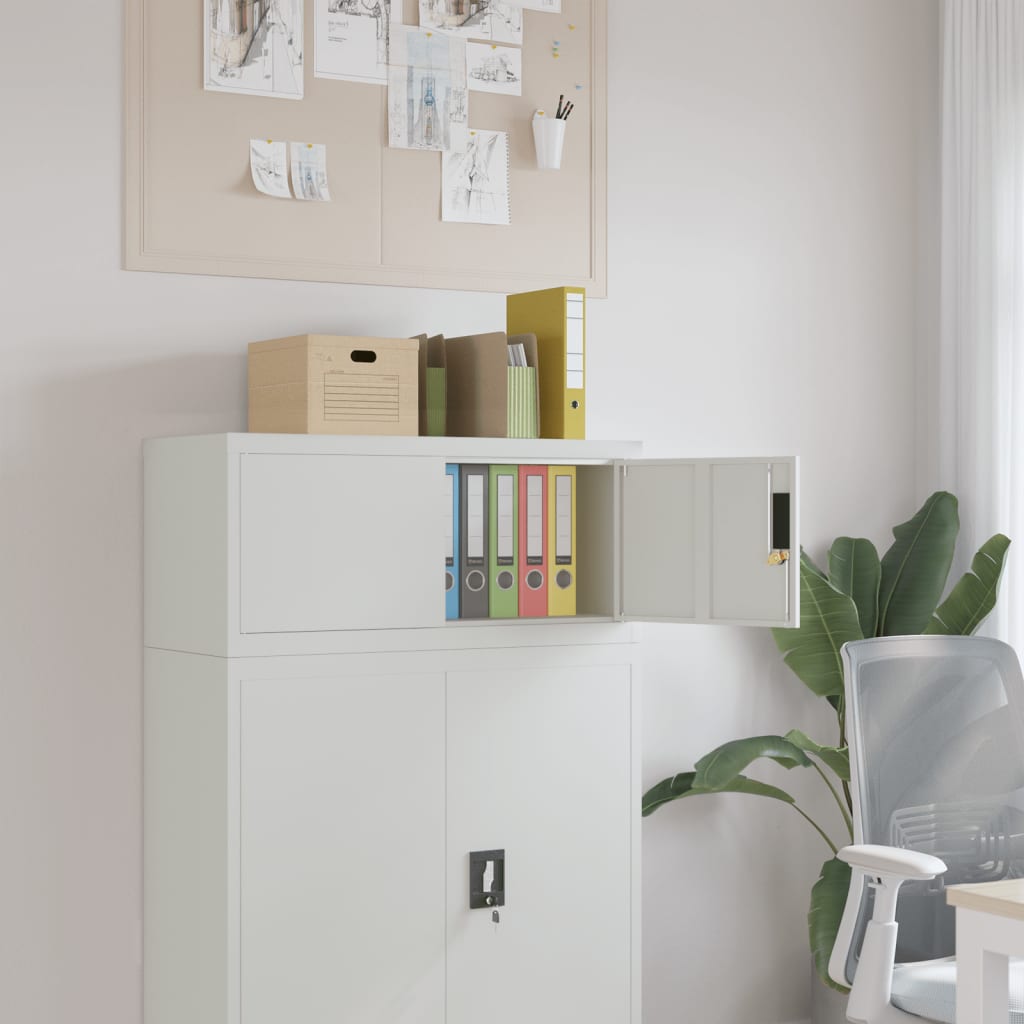Office Cabinet With 2 Doors Grey 90 Cm Steel