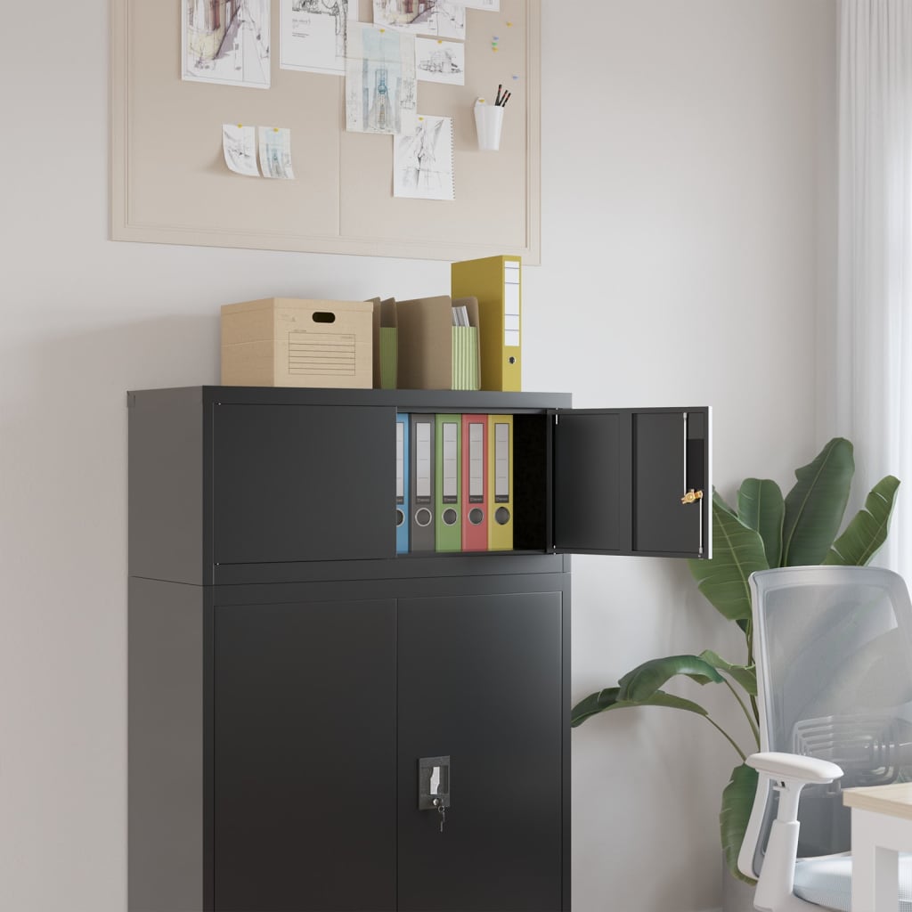Office Cabinet With 2 Doors Grey 90 Cm Steel
