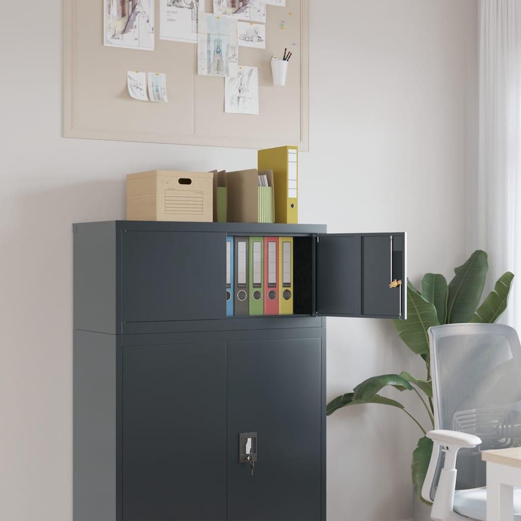 Office Cabinet With 2 Doors Grey 90 Cm Steel