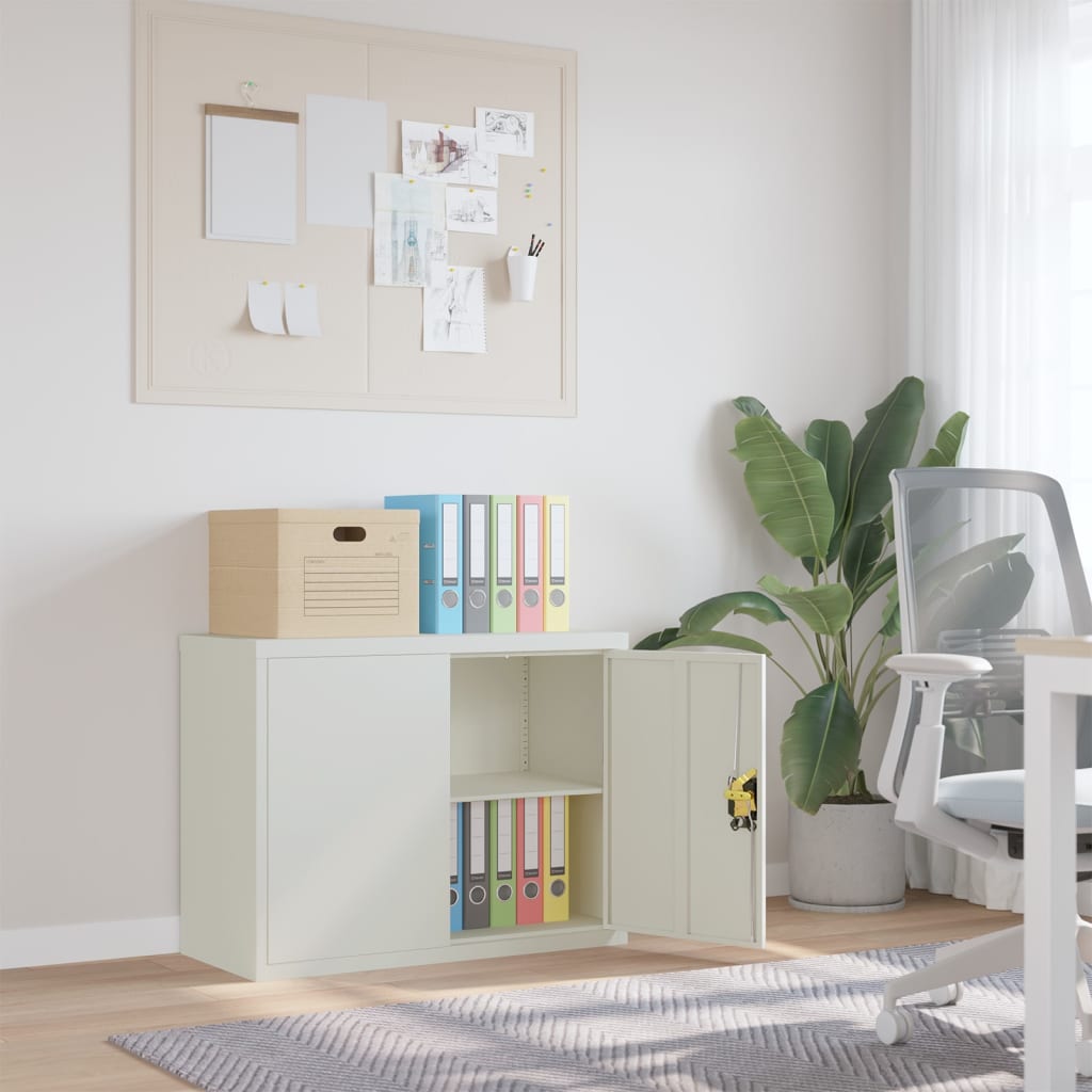 Office Cabinet With 2 Doors Grey 90 Cm Steel