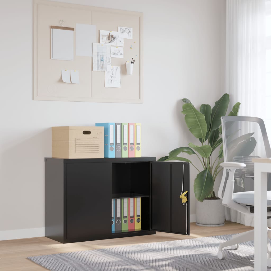 Office Cabinet With 2 Doors Grey 90 Cm Steel