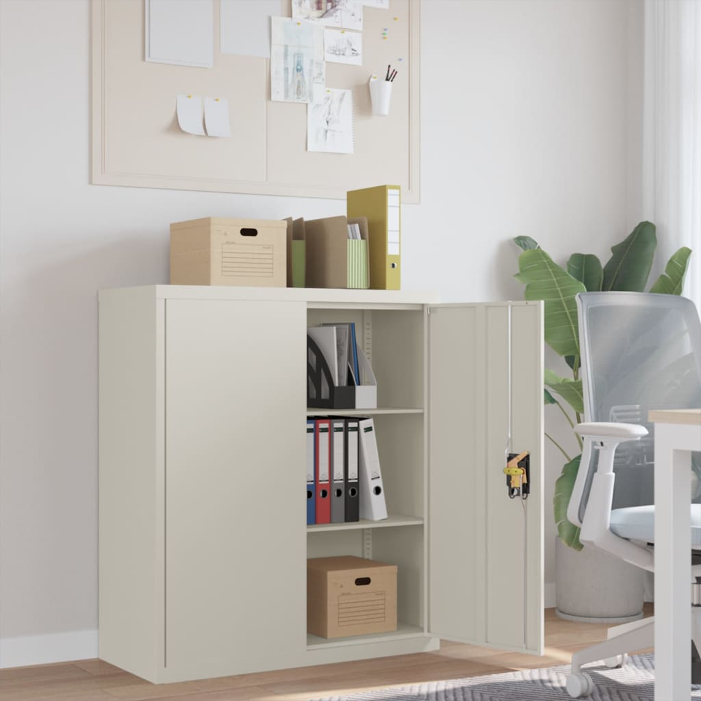 Office Cabinet With 2 Doors Grey 90 Cm Steel