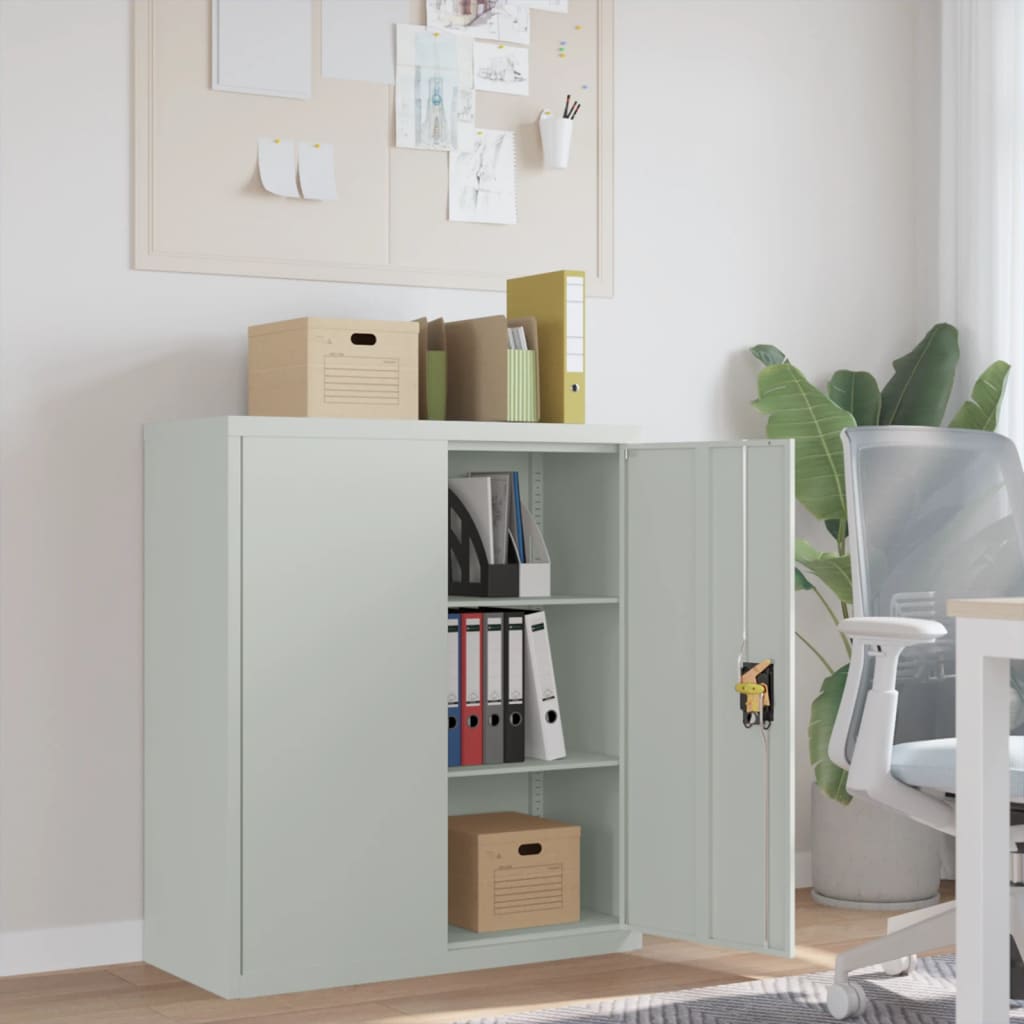 Office Cabinet With 2 Doors Grey 90 Cm Steel