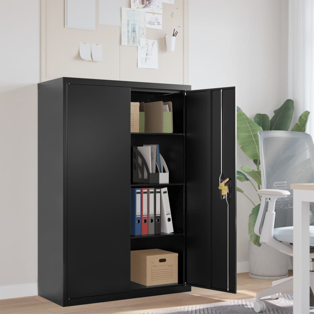 Office Cabinet With 2 Doors Grey 90 Cm Steel