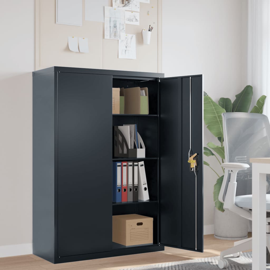 Office Cabinet With 2 Doors Grey 90 Cm Steel