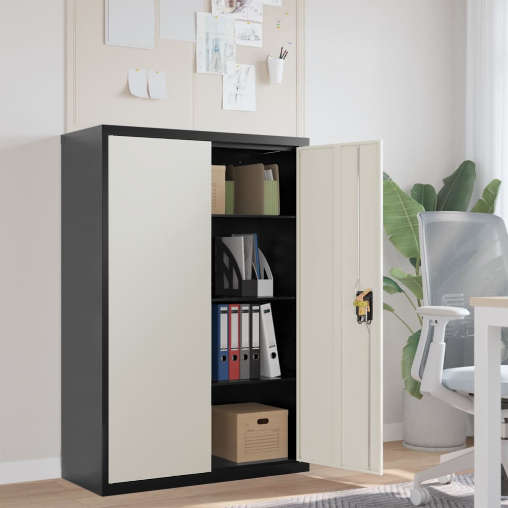 Office Cabinet With 2 Doors Grey 90 Cm Steel