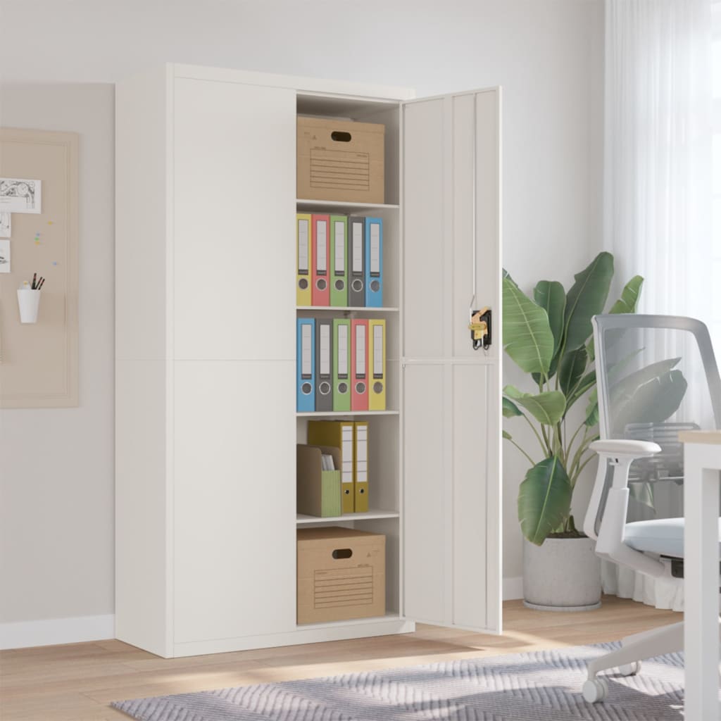 Office Cabinet With 2 Doors Grey 90 Cm Steel