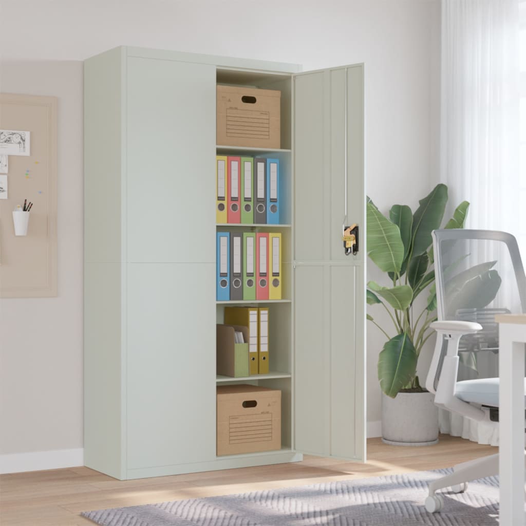 Office Cabinet With 2 Doors Grey 90 Cm Steel