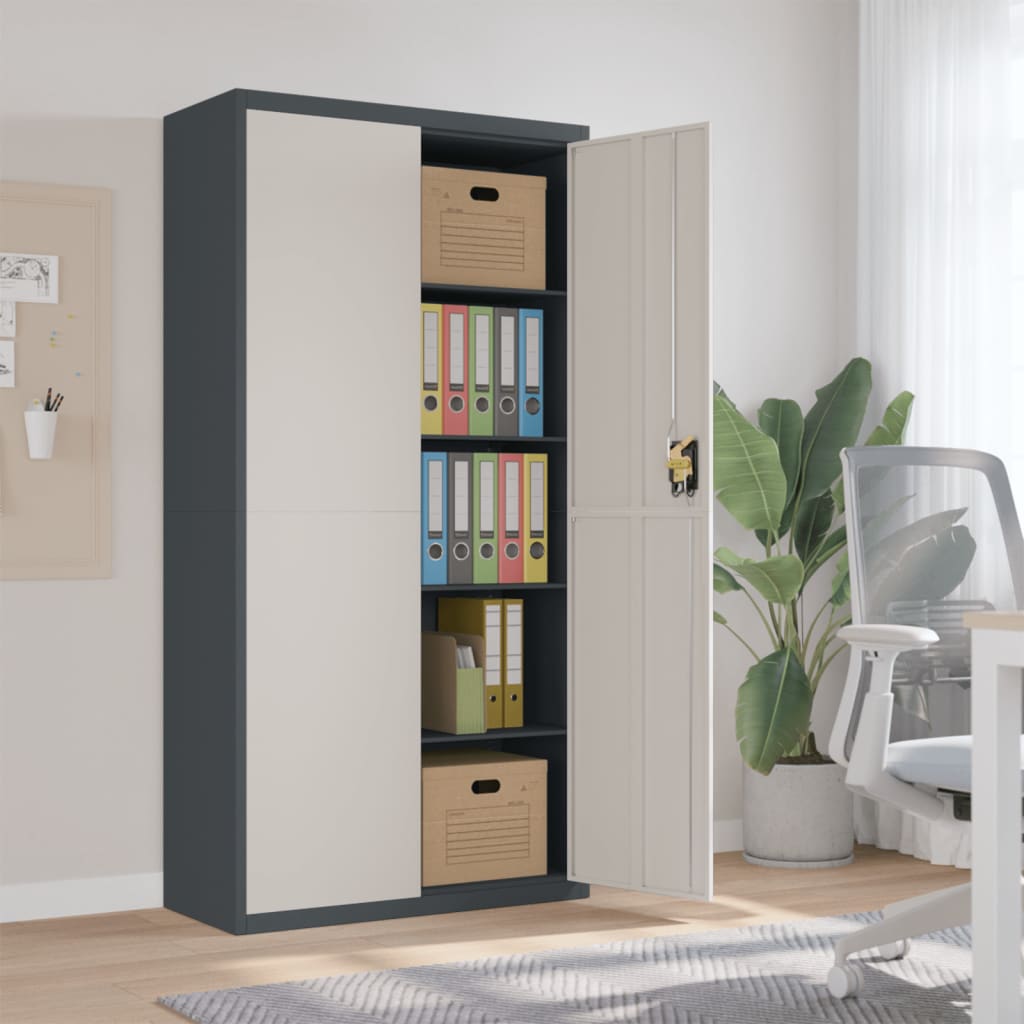 Office Cabinet With 2 Doors Grey 90 Cm Steel