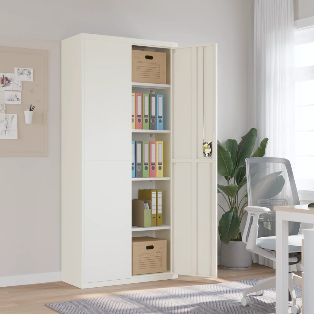 Office Cabinet With 2 Doors Grey 90 Cm Steel