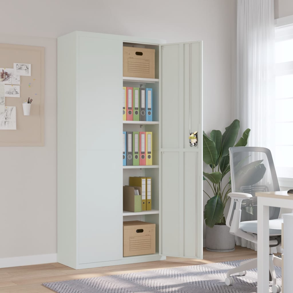 Office Cabinet With 2 Doors Grey 90 Cm Steel
