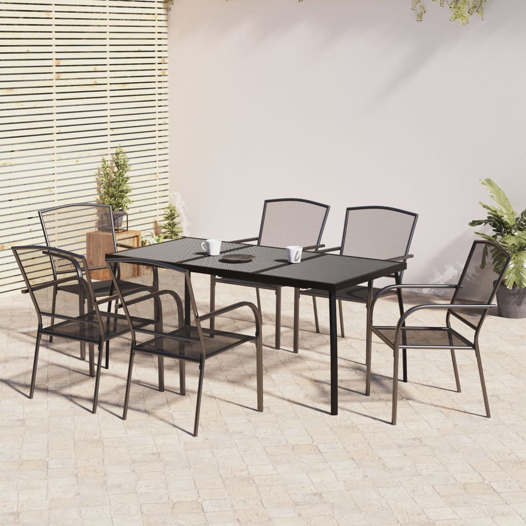 5 Piece Garden Dining Set Anthracite Steel