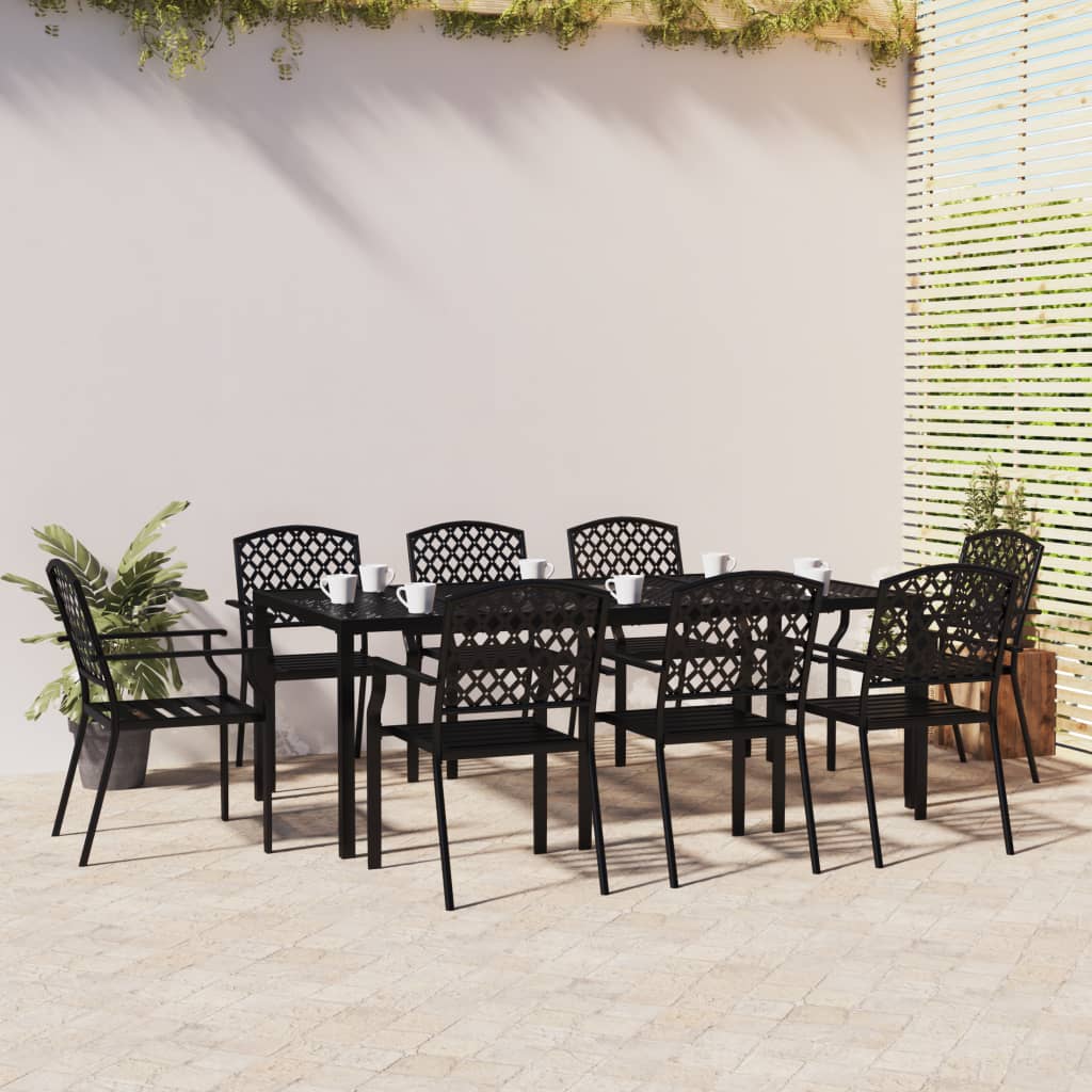 3 Piece Garden Dining Set Anthracite Steel