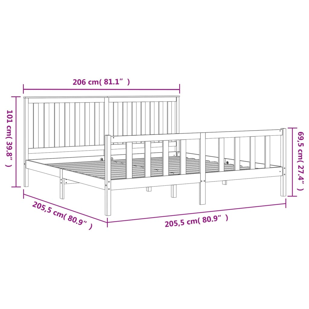 Bed Frame Without Mattress Solid Wood Pine