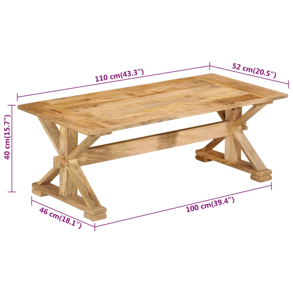 Coffee Table 110X52X40 Cm Solid Wood Mango
