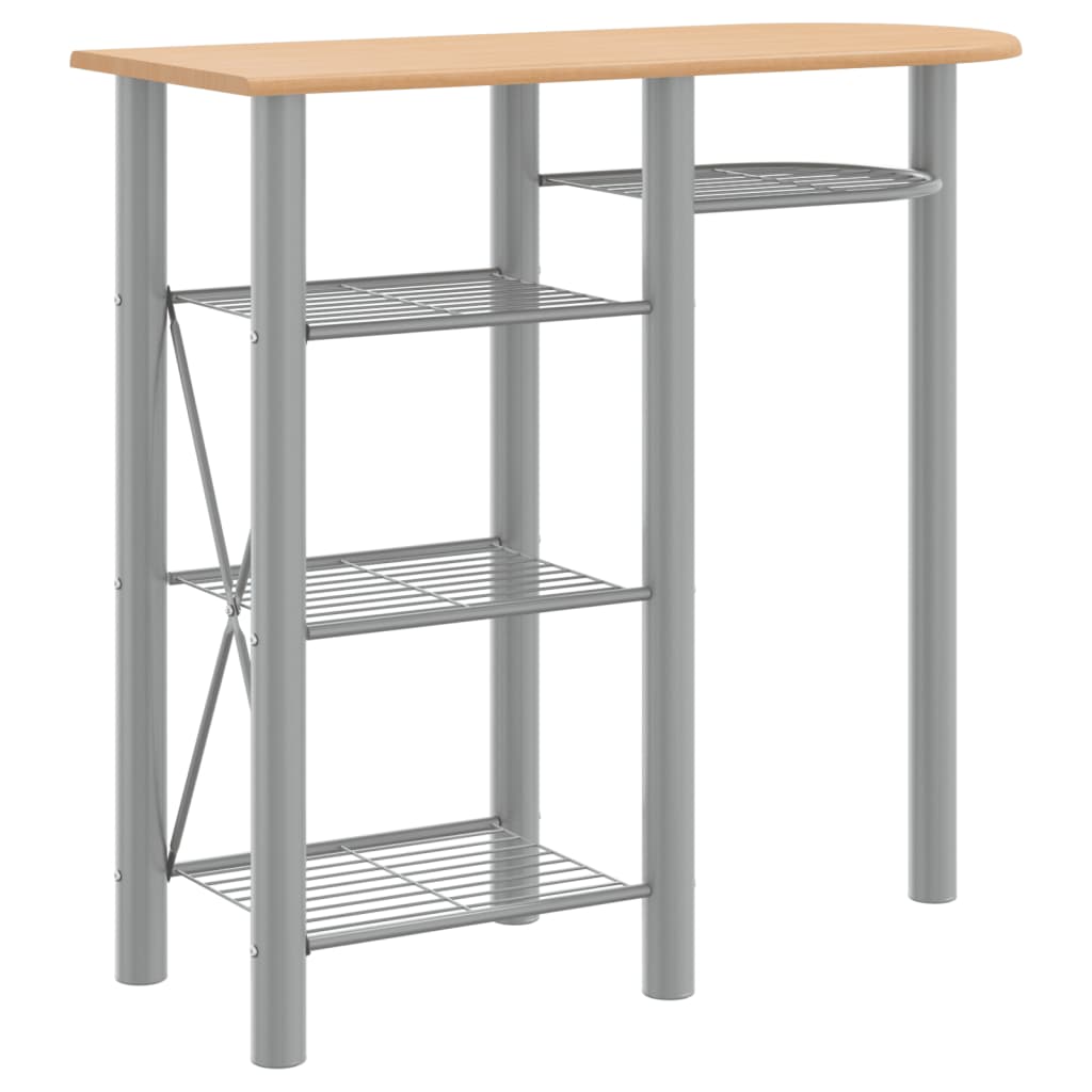 3 Piece Bar Set Grey And Brown Engineered Wood And Iron