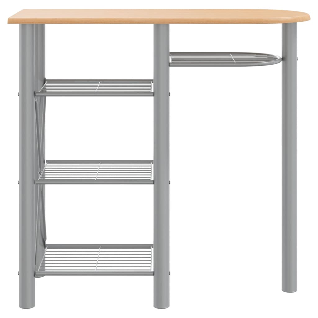 3 Piece Bar Set Grey And Brown Engineered Wood And Iron