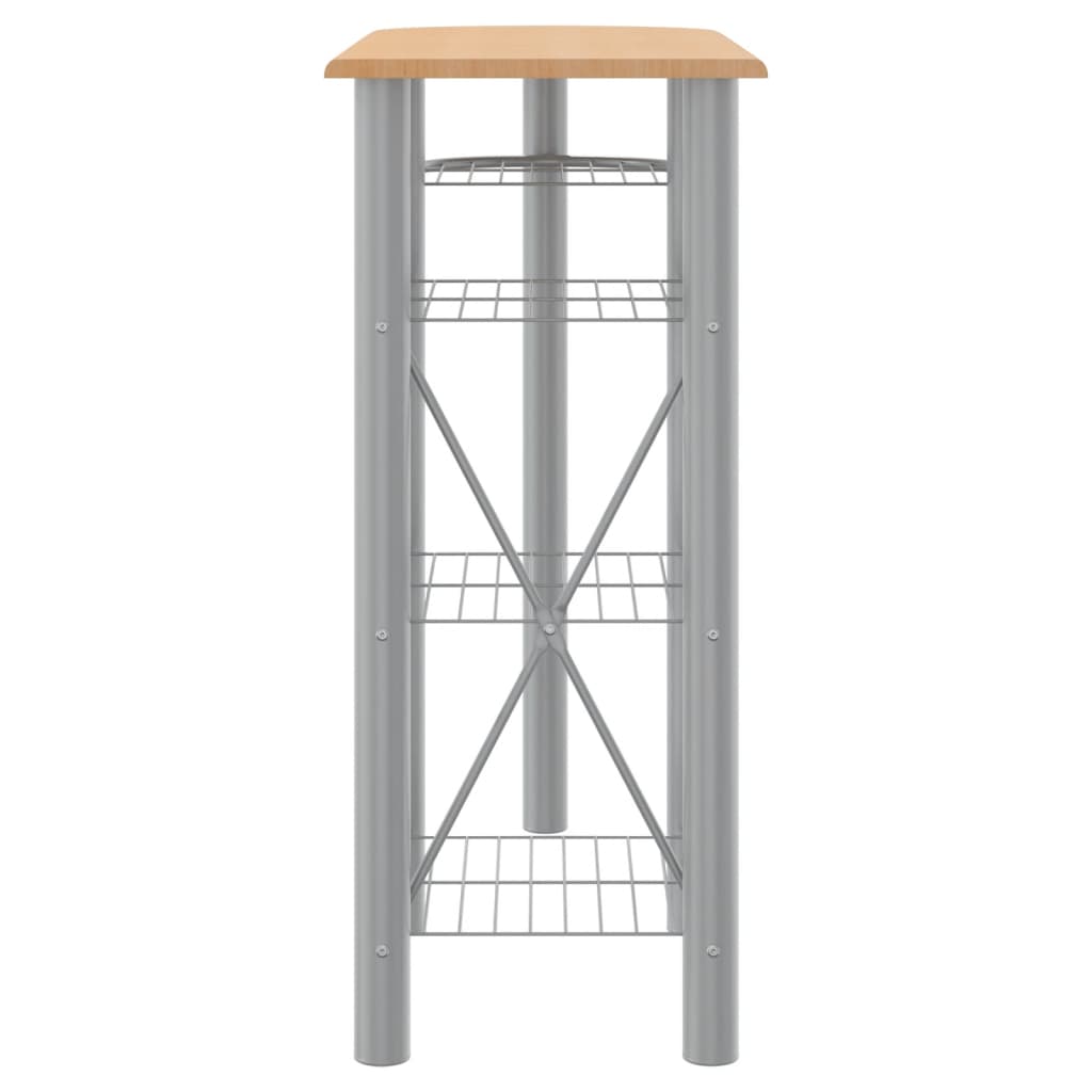 3 Piece Bar Set Grey And Brown Engineered Wood And Iron