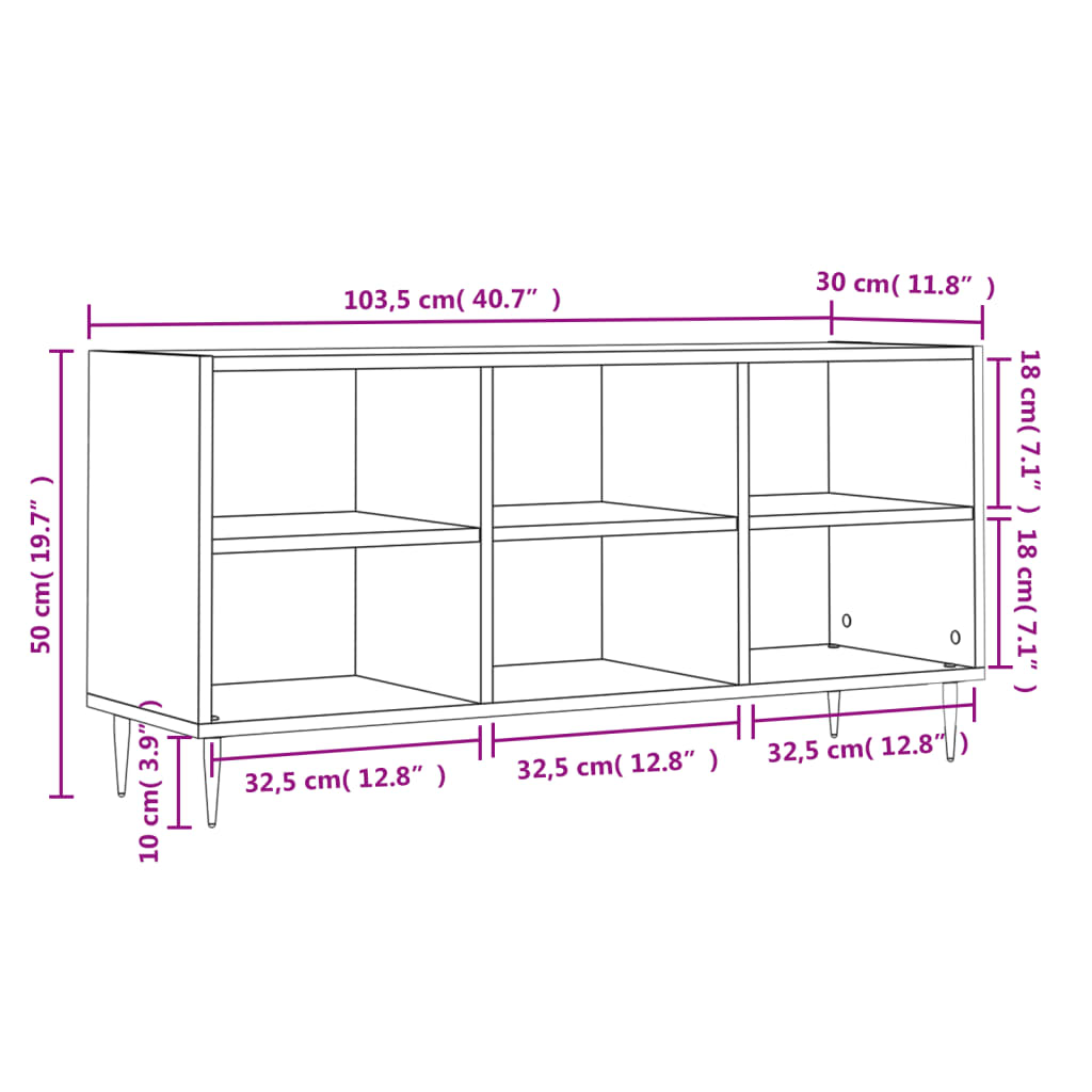 Tv Cabinet 103.5X30X50 Cm Engineered Wood