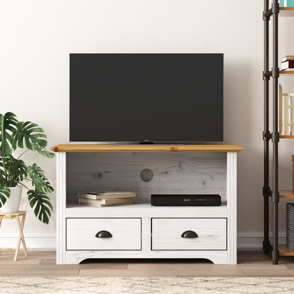 Tv Cabinet With 2 Drawers Bodo 91X43X56 Cm Solid Wood Pine