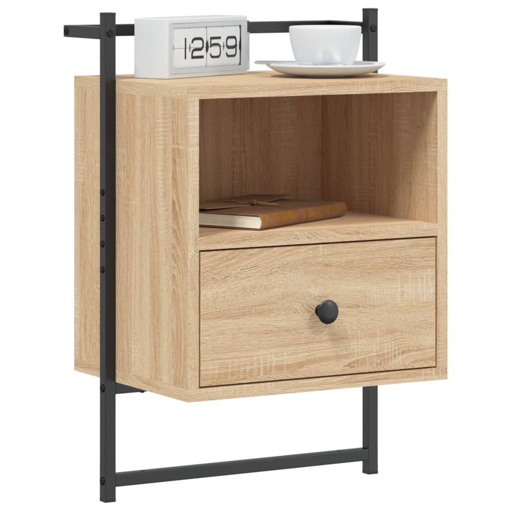 Bedside Cabinet Wall-Mounted 40X30X61 Cm Engineered Wood