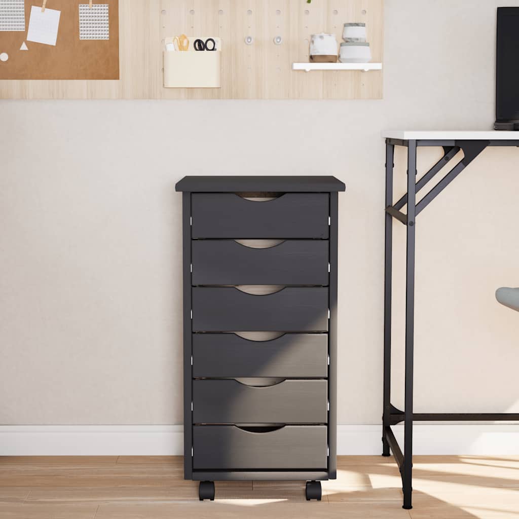 Rolling Cabinet With Drawers Moss Solid Wood Pine