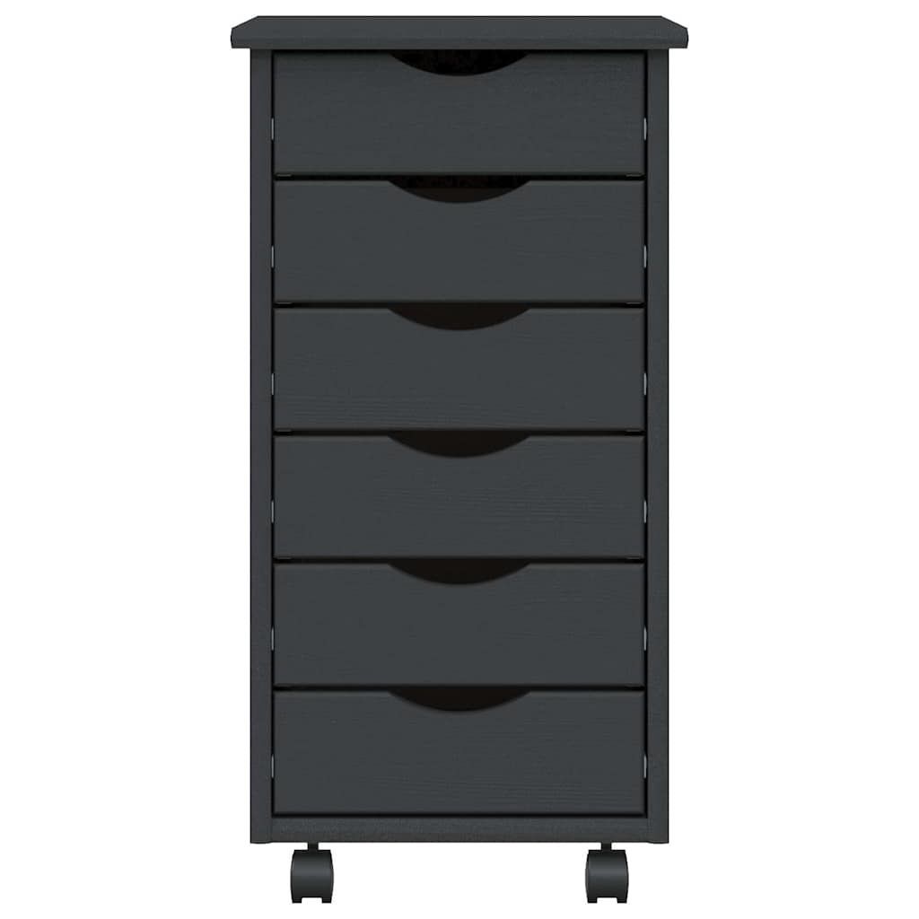 Rolling Cabinet With Drawers Moss Solid Wood Pine