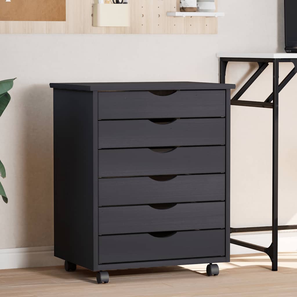 Rolling Cabinet With Drawers Moss Solid Wood Pine