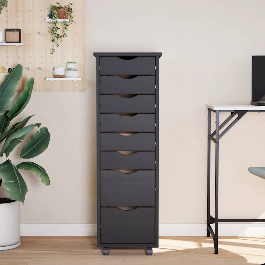 Rolling Cabinet With Drawers Moss Solid Wood Pine