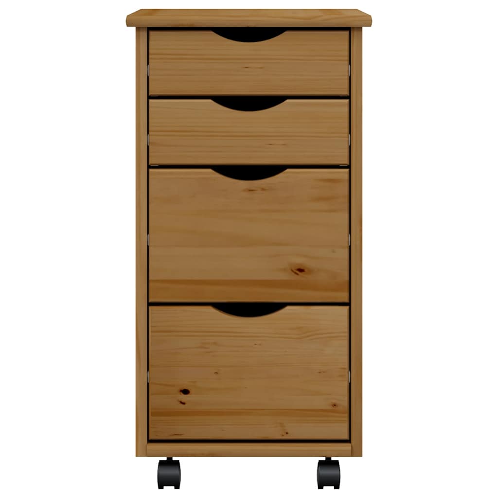 Rolling Cabinet With Drawers Moss Solid Wood Pine