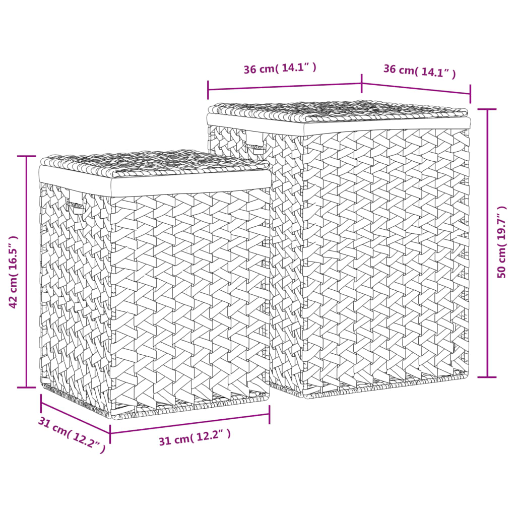 Laundry Baskets 2 Pcs Water Hyacinth