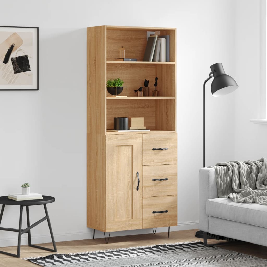 Highboard 69.5X34X180 Cm Engineered Wood