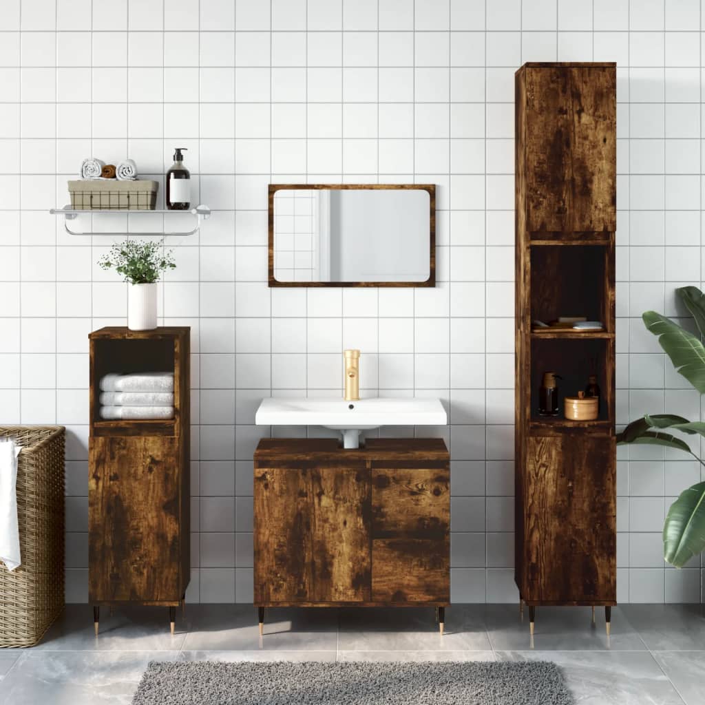 3 Piece Bathroom Furniture Set Engineered Wood
