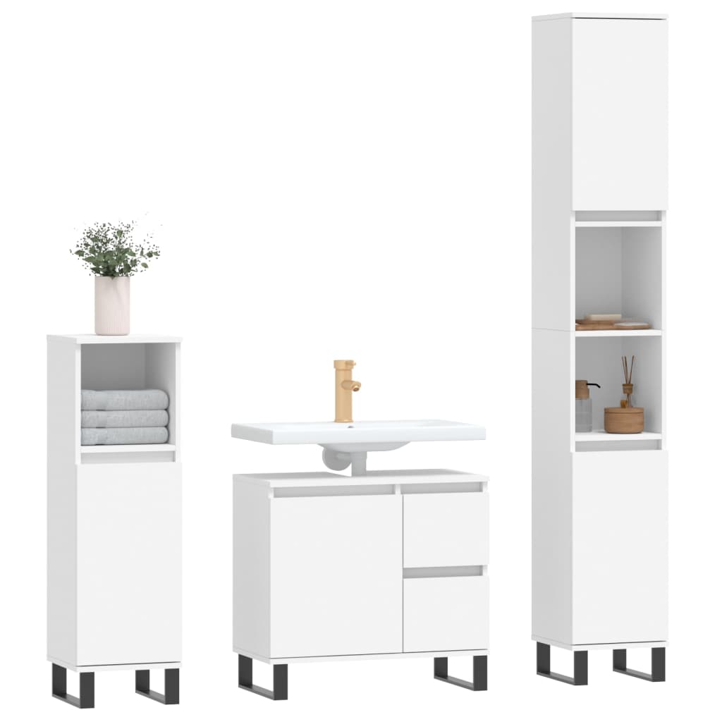 3 Piece Bathroom Furniture Set Engineered Wood
