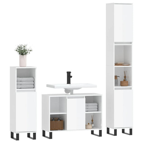 3 Piece Bathroom Furniture Set Engineered Wood
