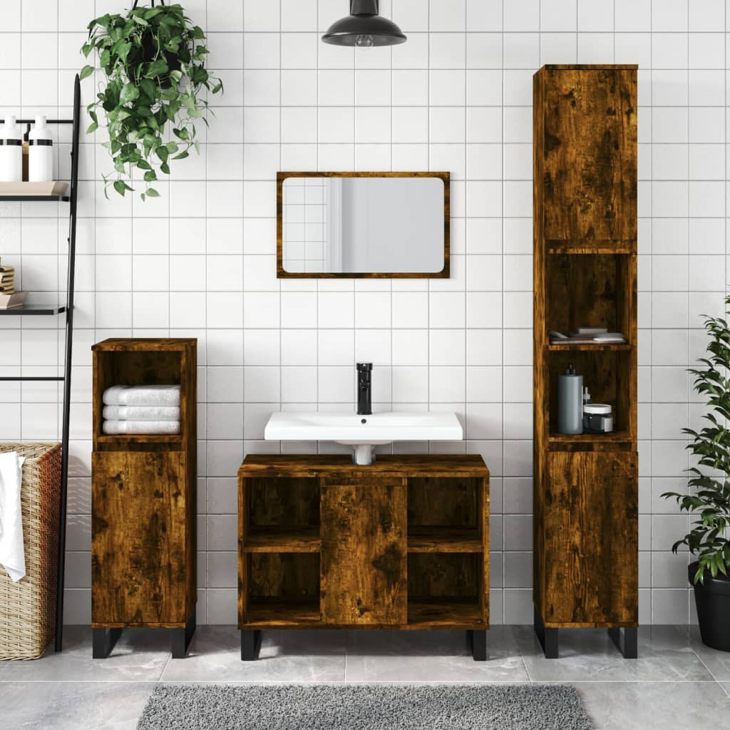 3 Piece Bathroom Furniture Set Engineered Wood