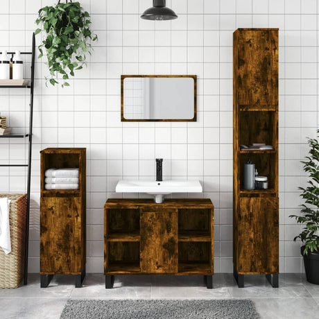 3 Piece Bathroom Furniture Set Engineered Wood