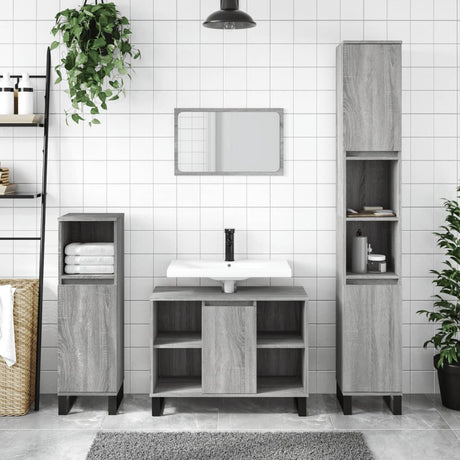 3 Piece Bathroom Furniture Set Engineered Wood