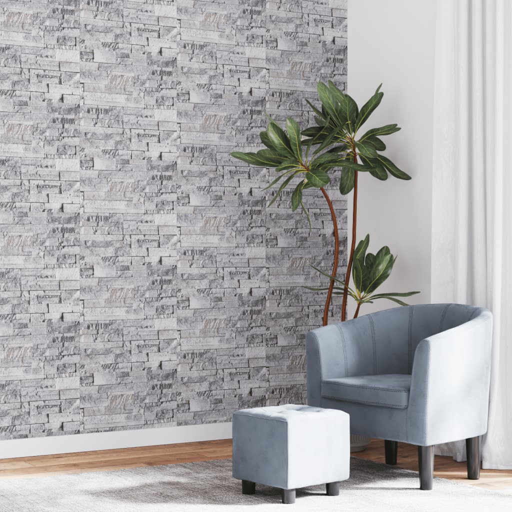 Wallpaper 3D Stone Look Grey And 10X0.53 M Non-Woven