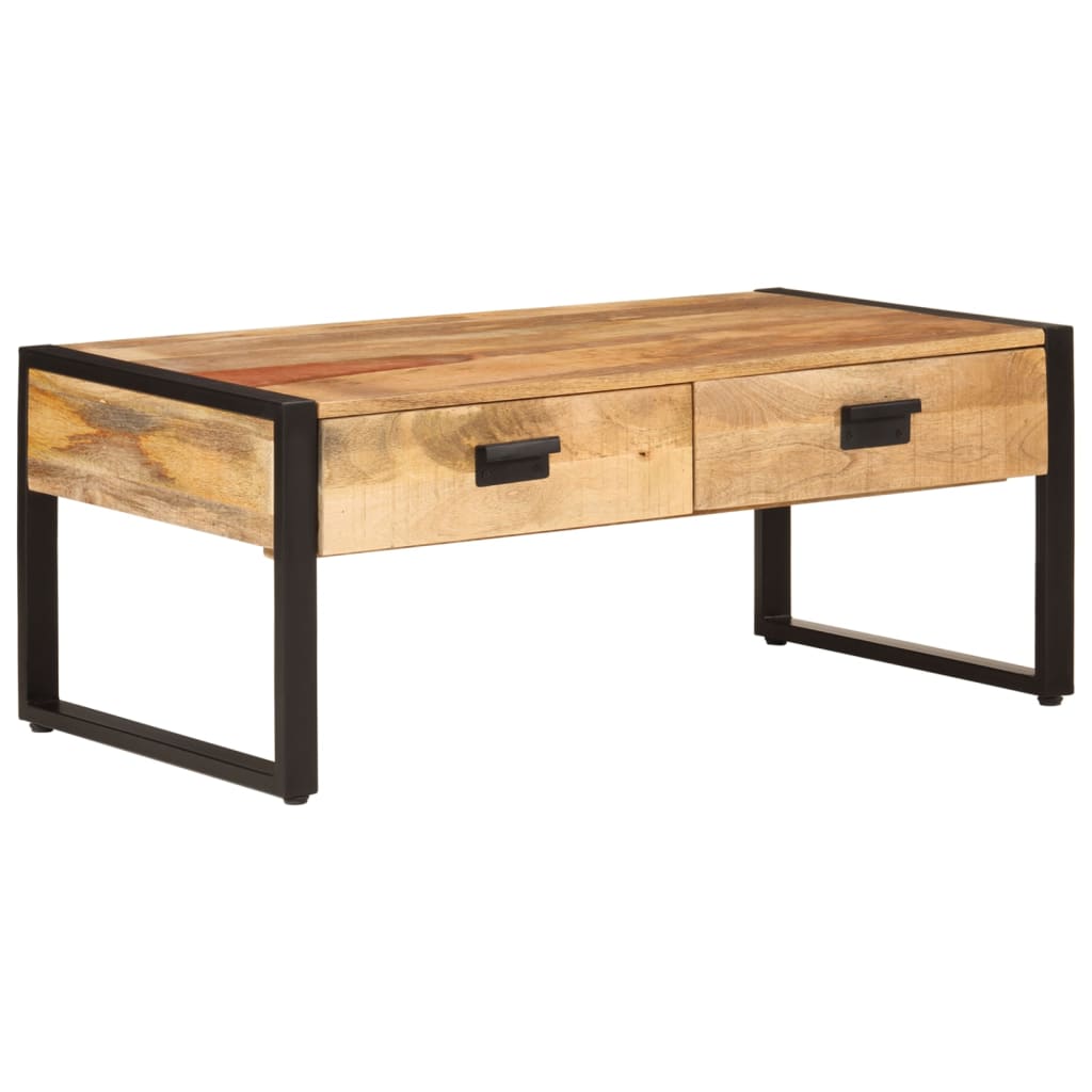 Coffee Table With 2 Drawers Solid Mango Wood 100X60X40 Cm