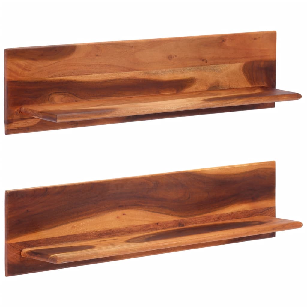 Wall Shelves 2 Pcs Solid Wood Acacia