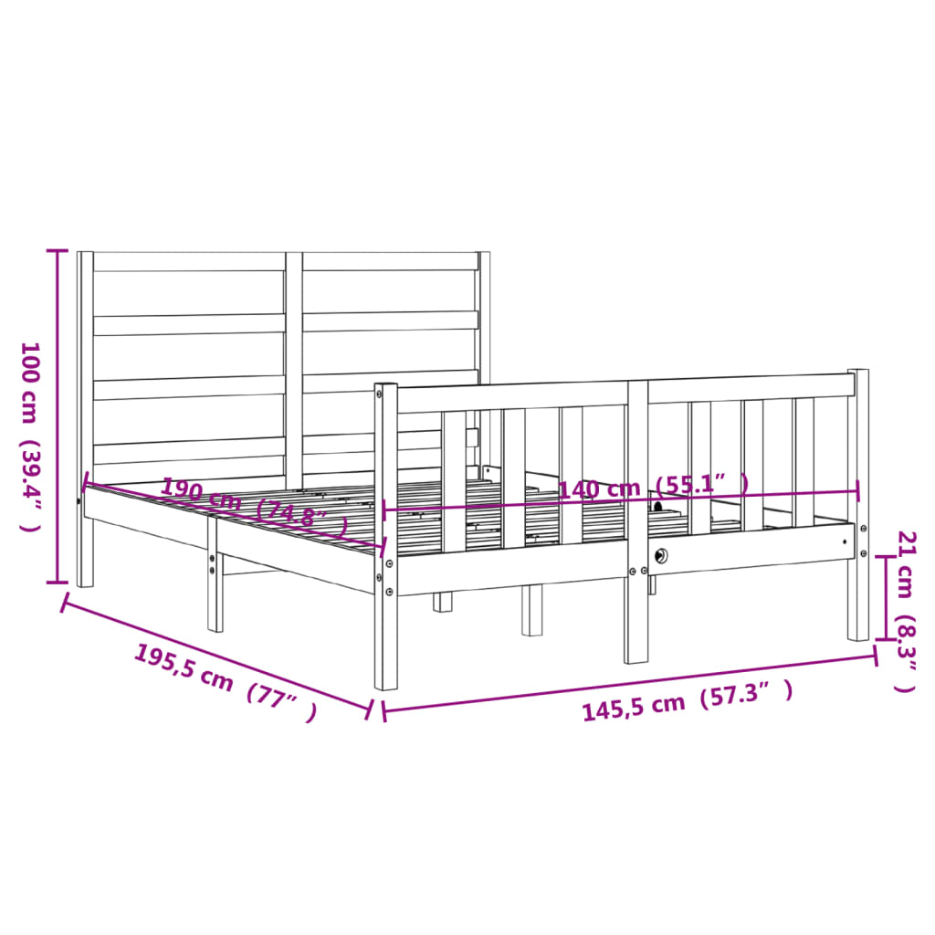 Bed Frame Without Mattress Solid Wood Pine