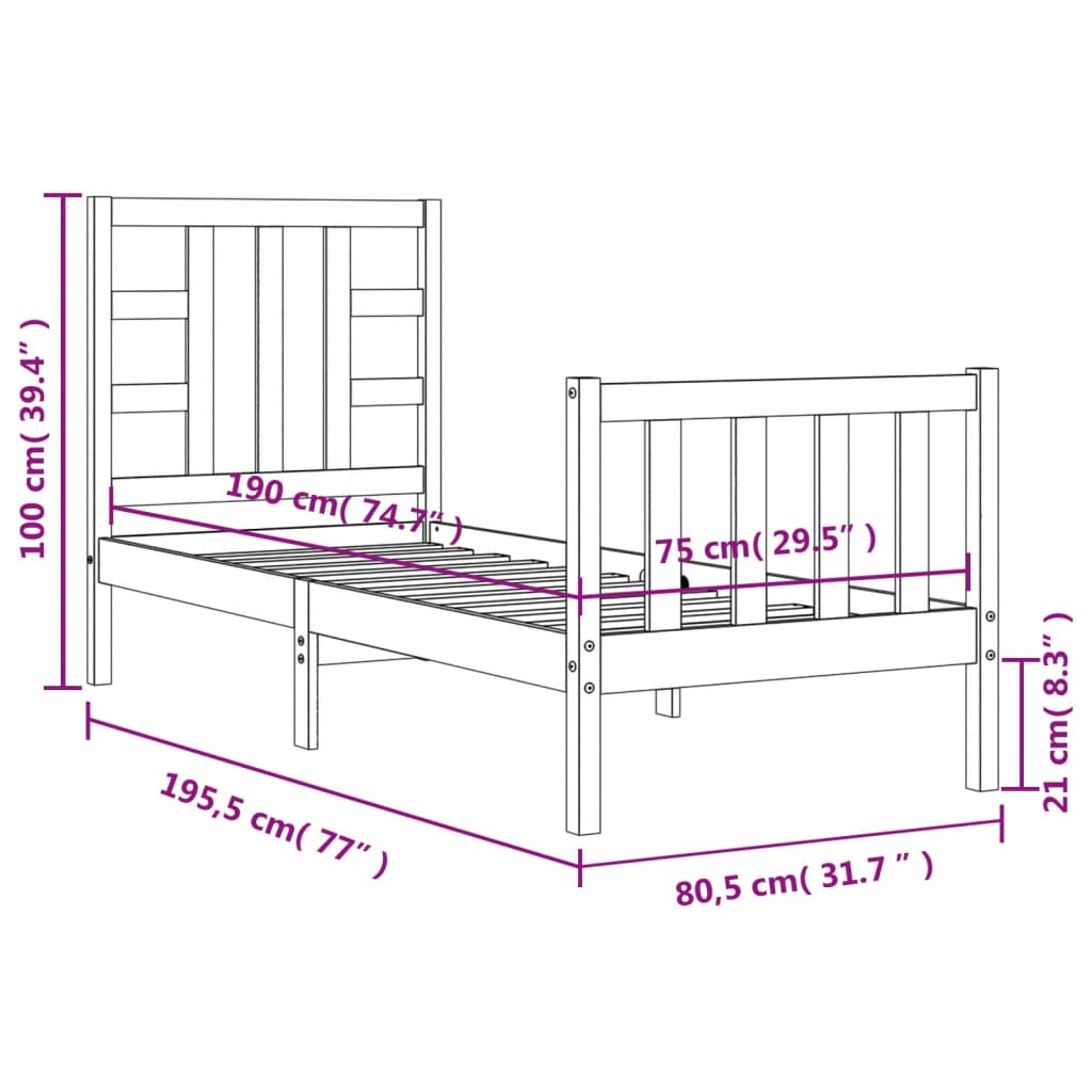Bed Frame Without Mattress Small Single Solid Wood Pine