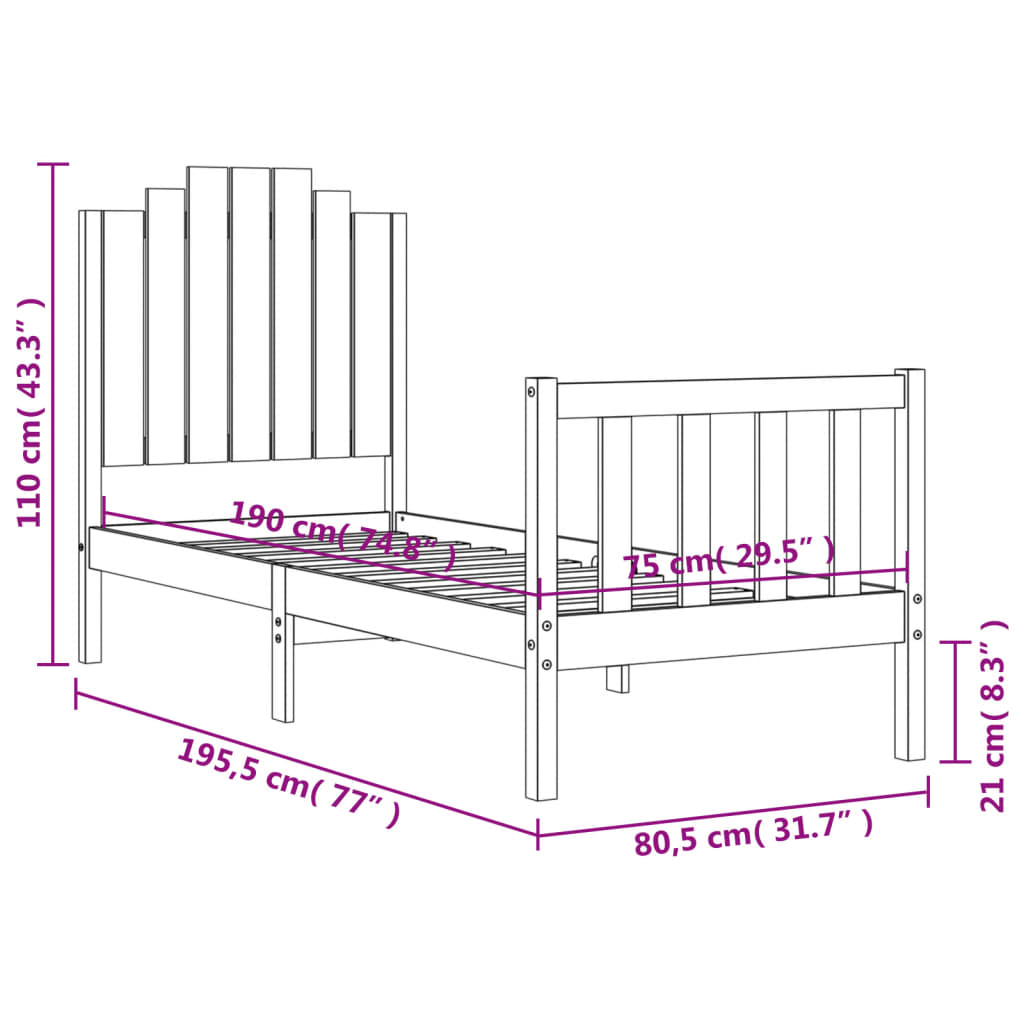 Bed Frame Without Mattress Small Single Solid Wood Pine