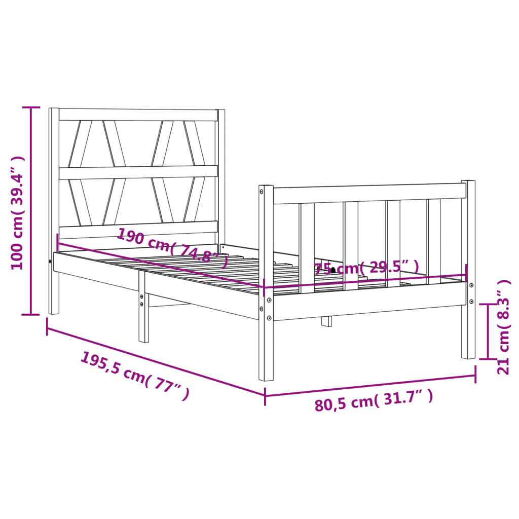 Bed Frame Without Mattress Small Single Solid Wood Pine
