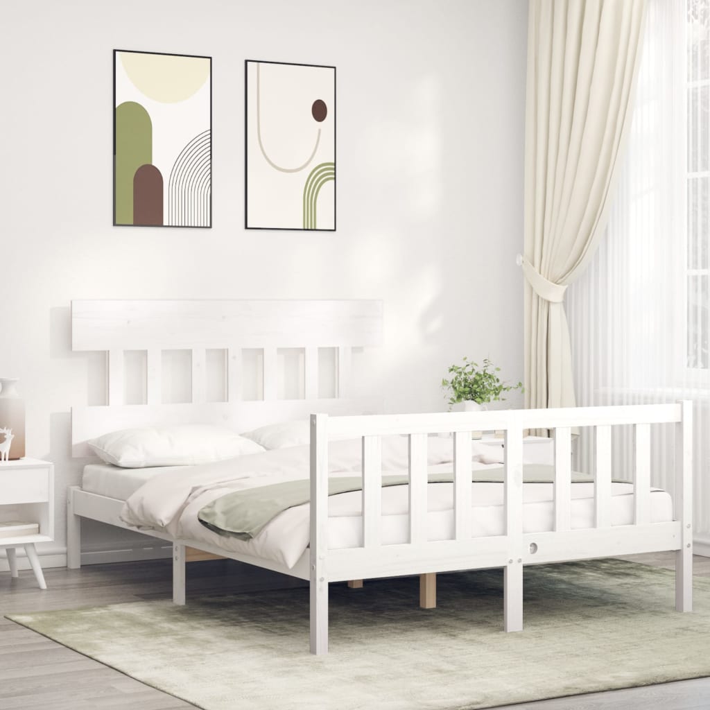 Bed Frame Without Mattress Double Solid Wood Pine