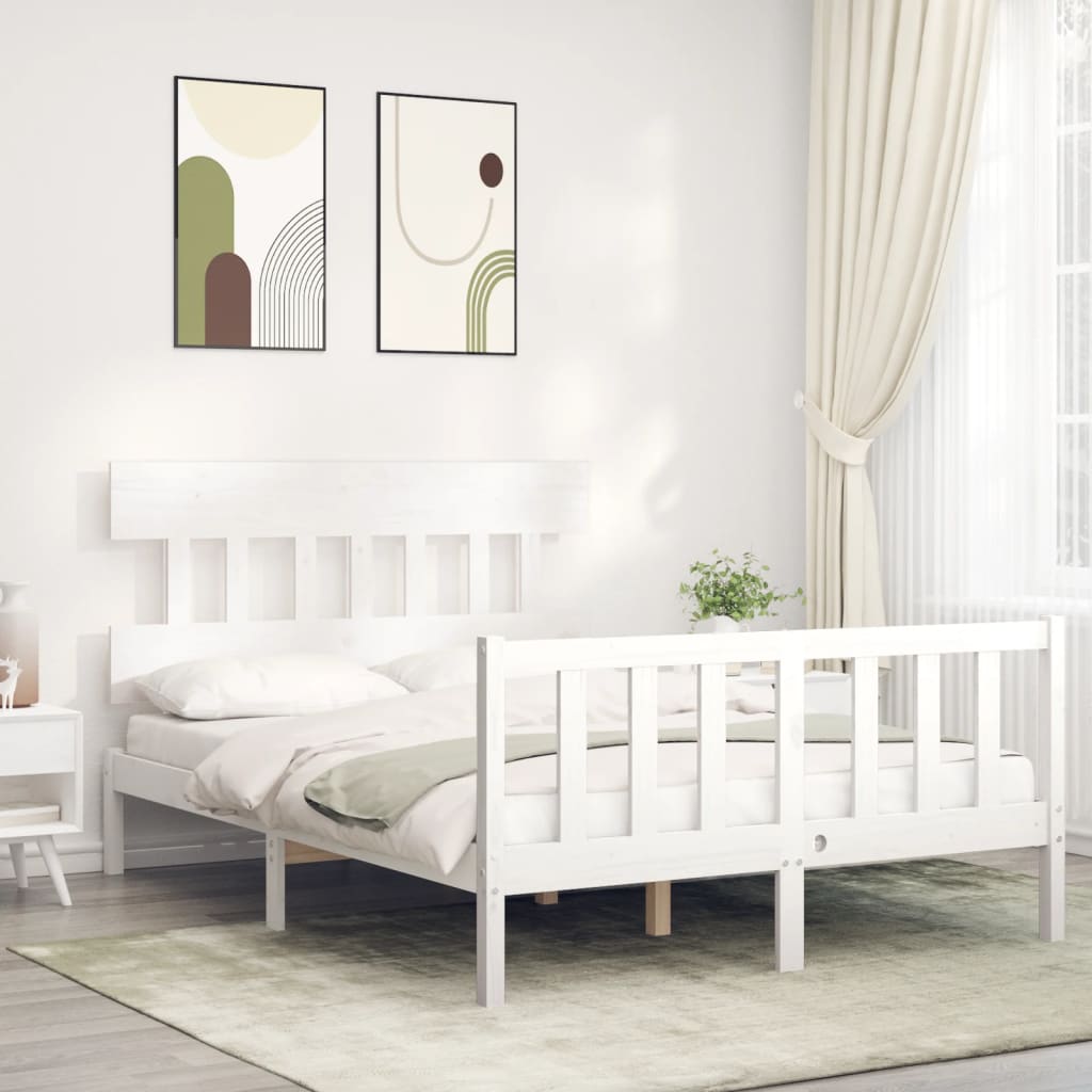 Bed Frame Without Mattress Double Solid Wood Pine