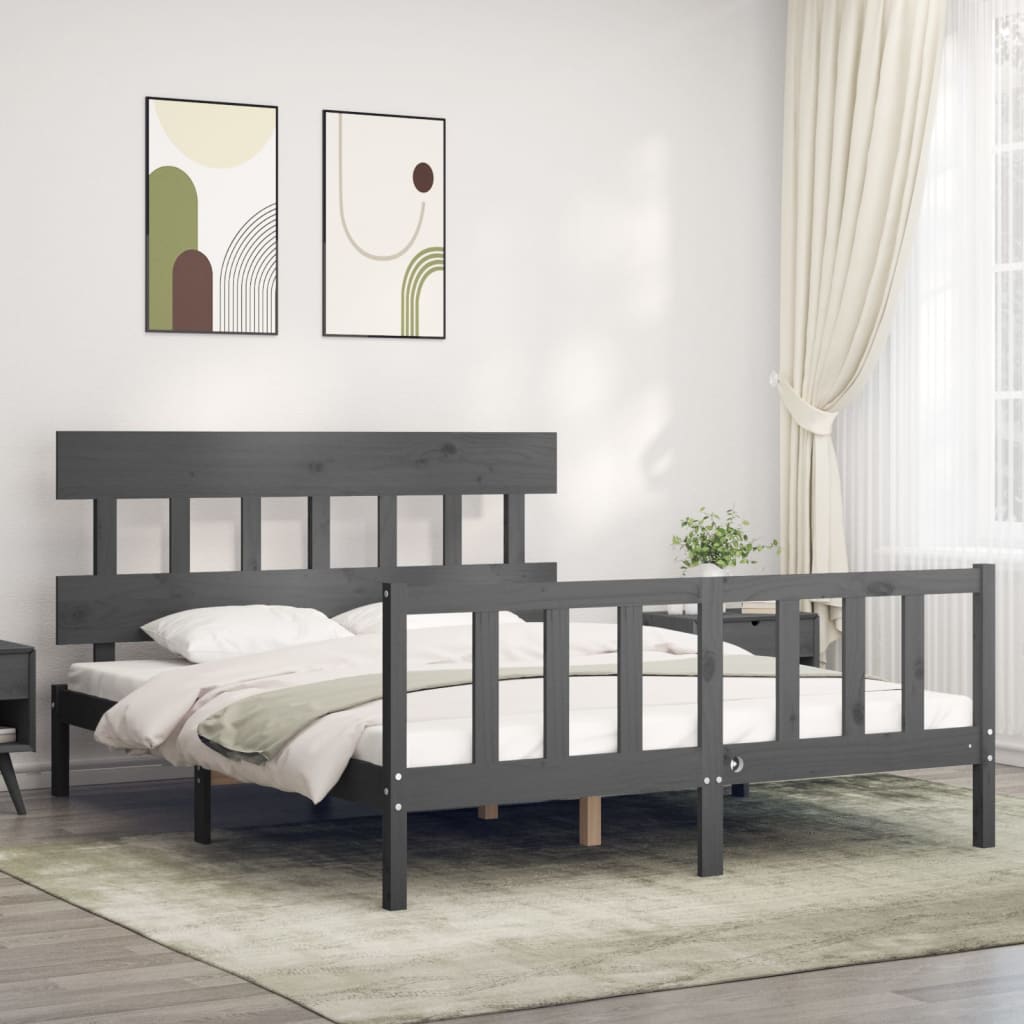 Bed Frame Without Mattress Double Solid Wood Pine